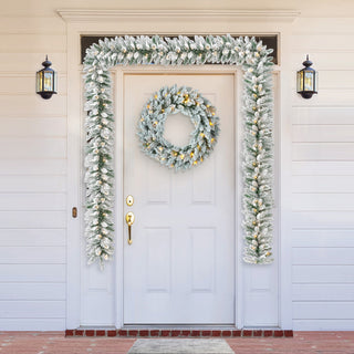 2-Pack 6' Pre-Lit Snow Flocked Christmas Garland