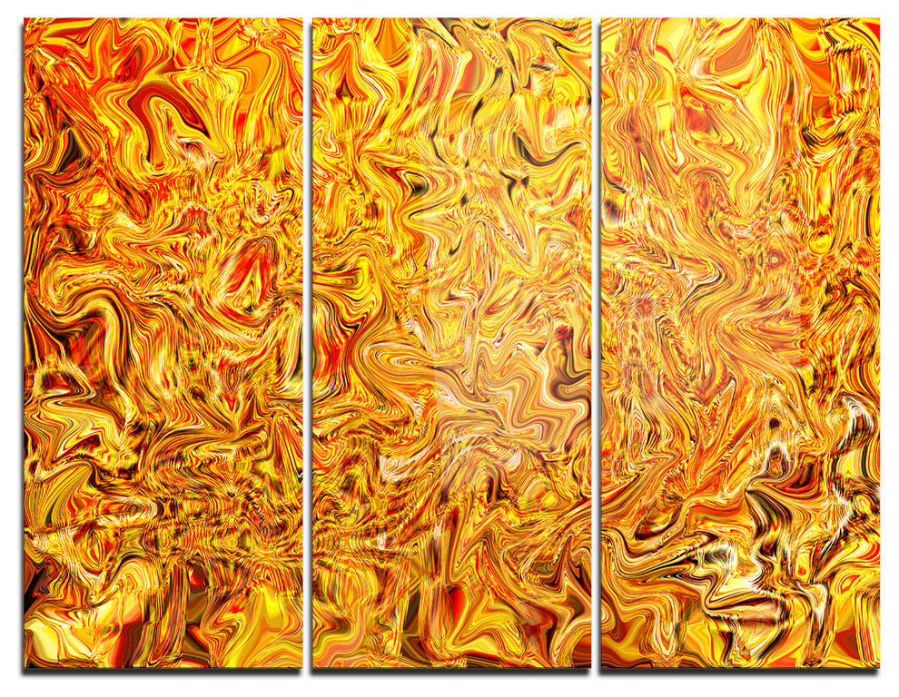 "Textured Flowing Yellow" Metal Wall Art, 3 Panels, 36"x28"