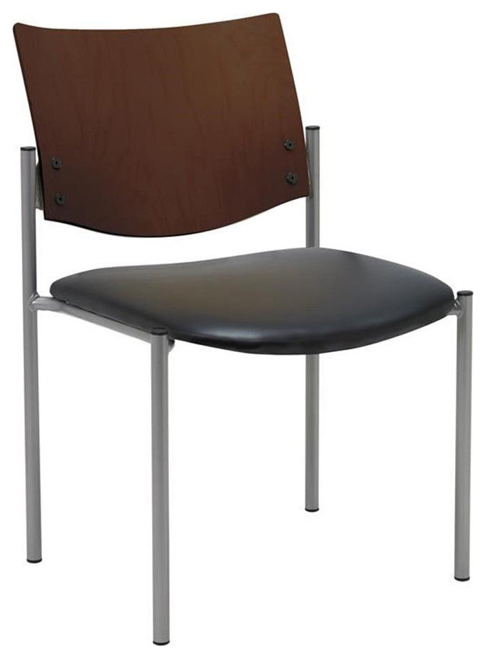 KFI Evolve Guest Chair - Black vinyl - Chocolate Wood Back
