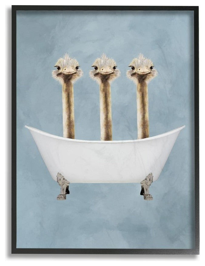 Stupell Industries Three Ostriches In A Bathtub, 24 x 30