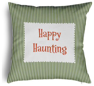 Happy Haunting Ticking Accent Pillow With Removable Insert, Scallion, 26"x26"
