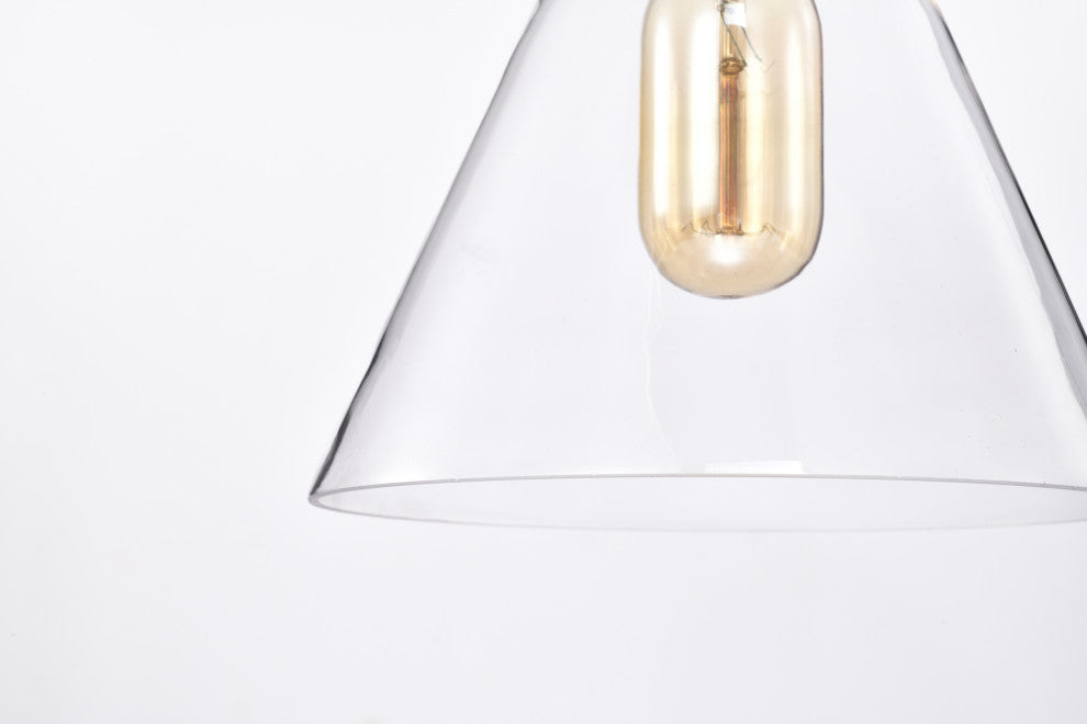1-Light Matte Black Mini Pendant With Clear Cone Glass Shade