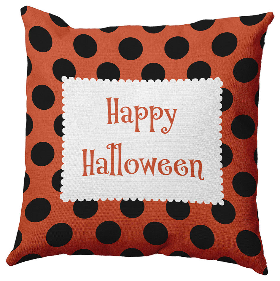 Happy Halloween Dots Accent Pillow, Harvest Orange, 20"x20"