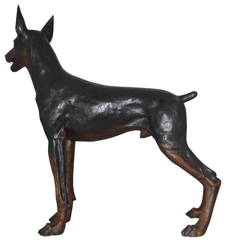 Doberman Dog Bronze Statue -  Size: 36"L x 9"W x 38"H.