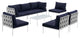 White Navy Harmony 8 Piece Outdoor Patio Aluminum Sectional Sofa Set