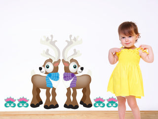Frozen Inspired Reindeer Fabric Walll Decals With 4 Flowers