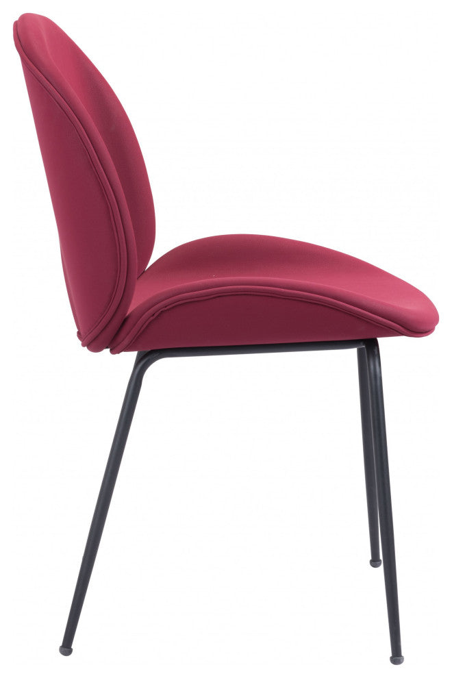 Set of Two Contempo Red Velvet Dining Chairs