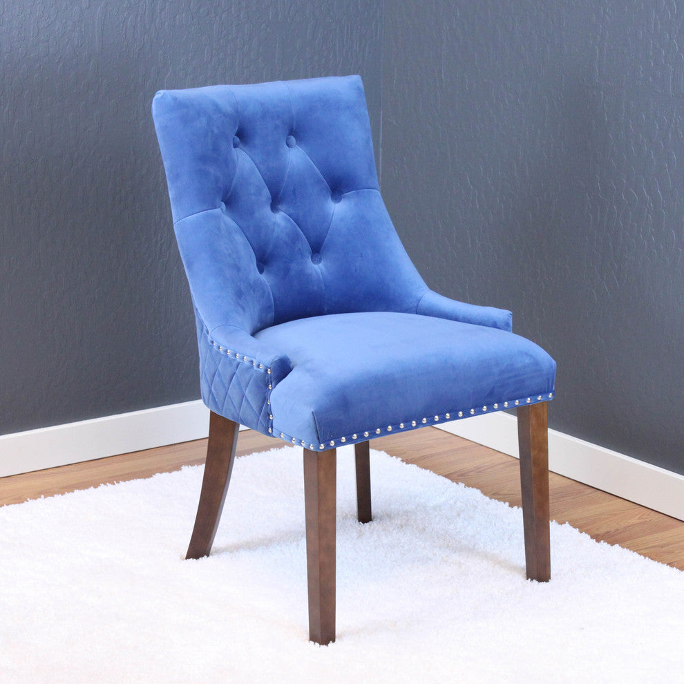 Lemele Velvet Dining Chairs, Set Of 2, Sky Blue