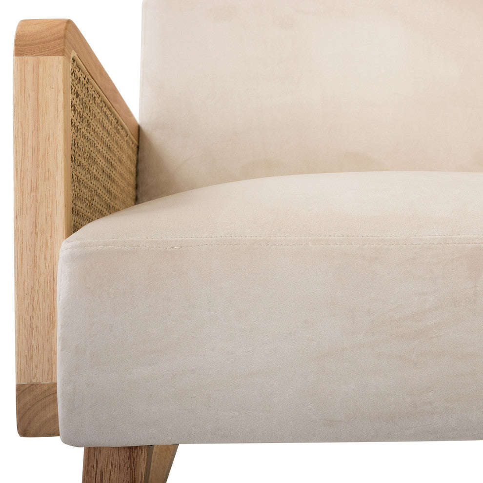 Delphine Cane Accent Chair, Rattan Armchair, Beige