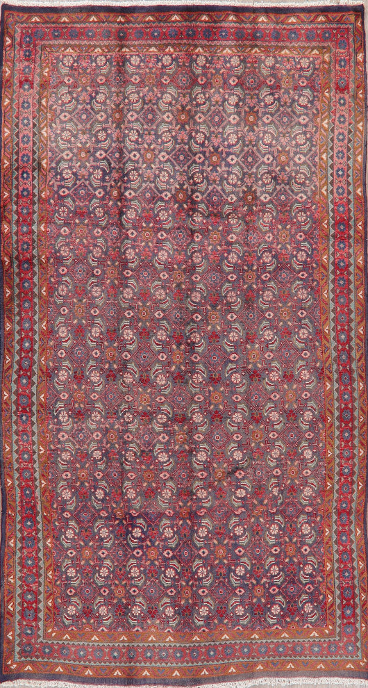 Consigned, Faded Traditional Persian Handmade Vintage-Style Area Rug, Blue, 5x9