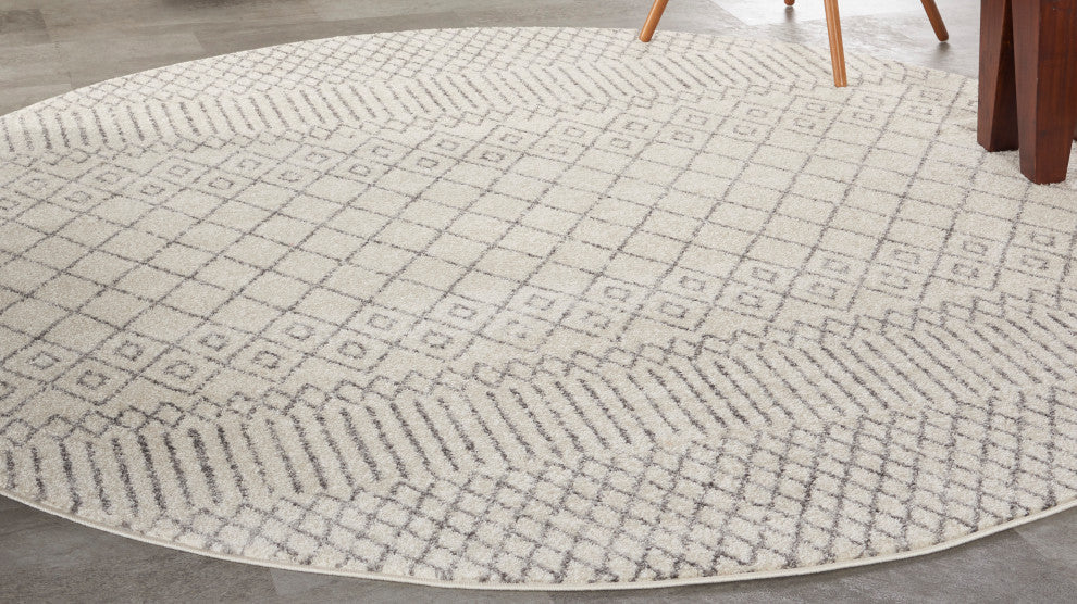 Nourison Passion 8' x Round Ivory/Grey Bohemian Indoor Area Rug