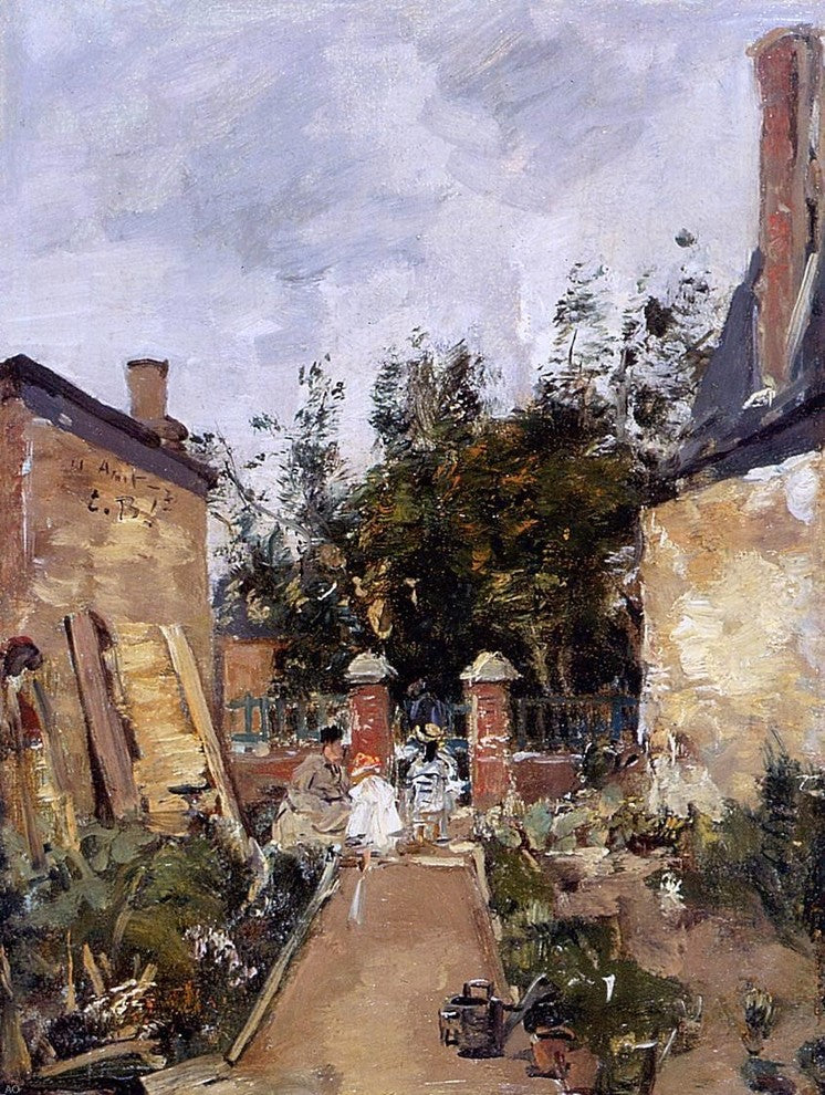 Eugene-Louis Boudin Madame S with Her Children in Their Garden Wrapped Canvas