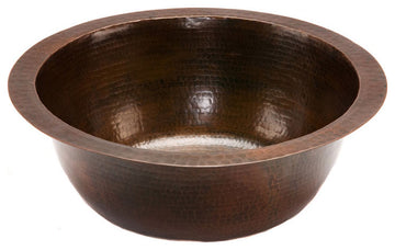 Premier Copper Products BR14DB2 14" Round Copper Bar Sink w/ 2" Drain Opening