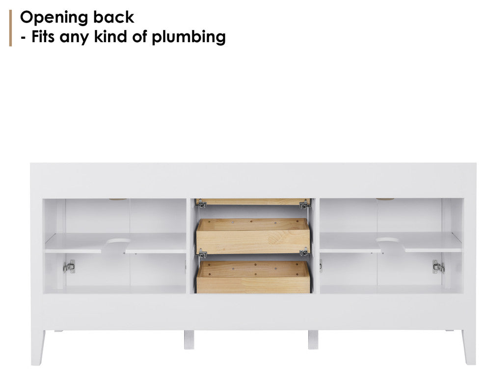 Laurel Bathroom Cabinet Vanity Base, White, 72", Without Mirror