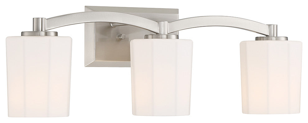 Whitney 3-Light Bathroom Vanity Light, Matte Black, Satin Nickel