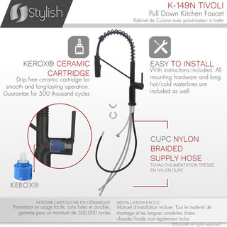 STYLISH Single Handle Pull-Down Dual Mode Kitchen Faucet, Matte Black