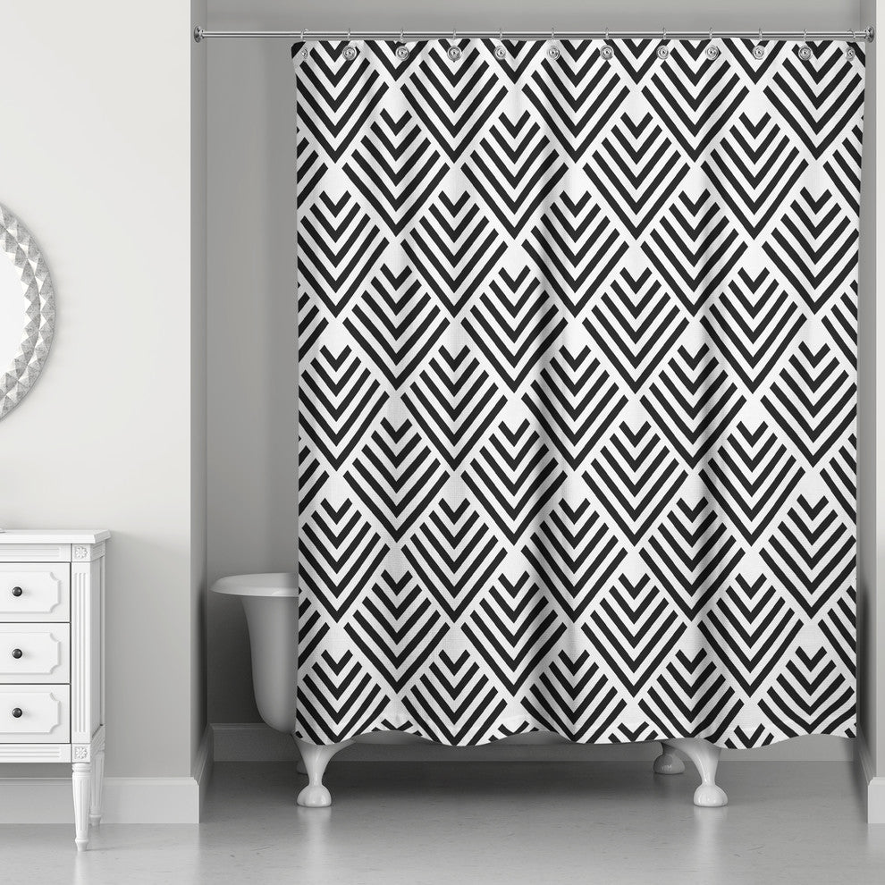 Geo Arrows Shower Curtain, Black