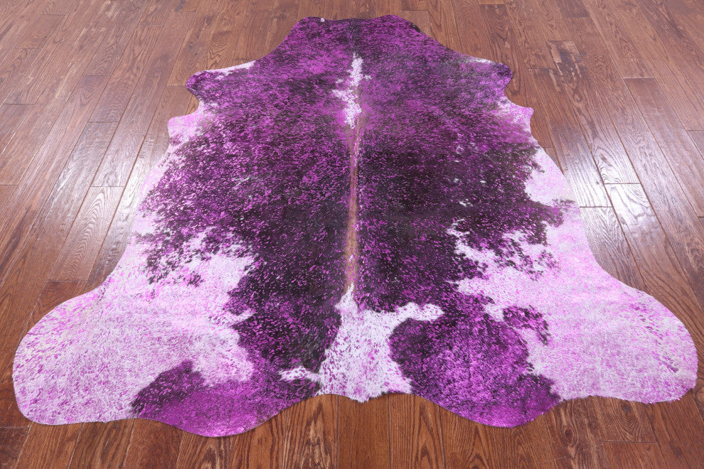 Pink Metallic Cowhide Rug 6' 6" X 6' 1" C2149