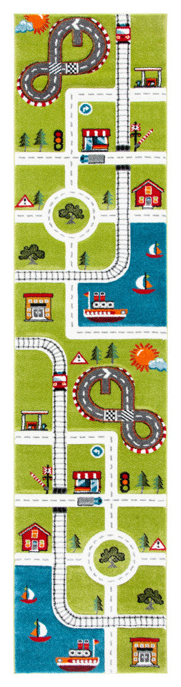 Safavieh Carousel Kids Collection CRK192Y Rug, Green/Ivory, 2'3" X 6'