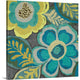 Floral Assortment Teal on Dark Grey Crop III Wrapped Canvas Art Print, 24"x