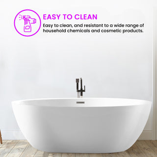 59"x32" Acrylic Freestanding Soaking Bathtub, White/Classic Chrome