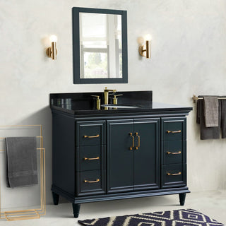 49" Single Sink Vanity, Dark Gray Finish With Black Galaxy Granite