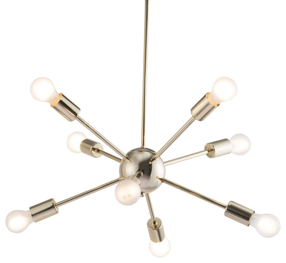 Pendant Ceiling Light Fixture, Steel Metal, Gold, Mid Century Lounge Cafe Lobby