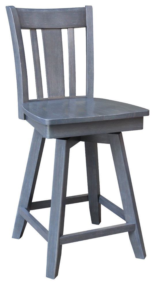 San Remo Counter Height Stool with 24 in. H Swivel Seat in Heather Gray