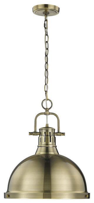 Golden Lighting 3602-L-AB Duncan 1 Light 14"W Pendant - Aged Brass / White