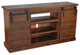 Mason 65" Sliding TV Stand, Rustic Brown