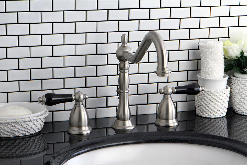 Kingston Brass Widespread Bathroom Faucet With Brass Pop-Up, Brushed Nickel