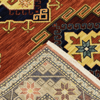 Lizbeth Medallion Border Red/Multi Wool Blend Fringed Area Rug, 2'6"X12'