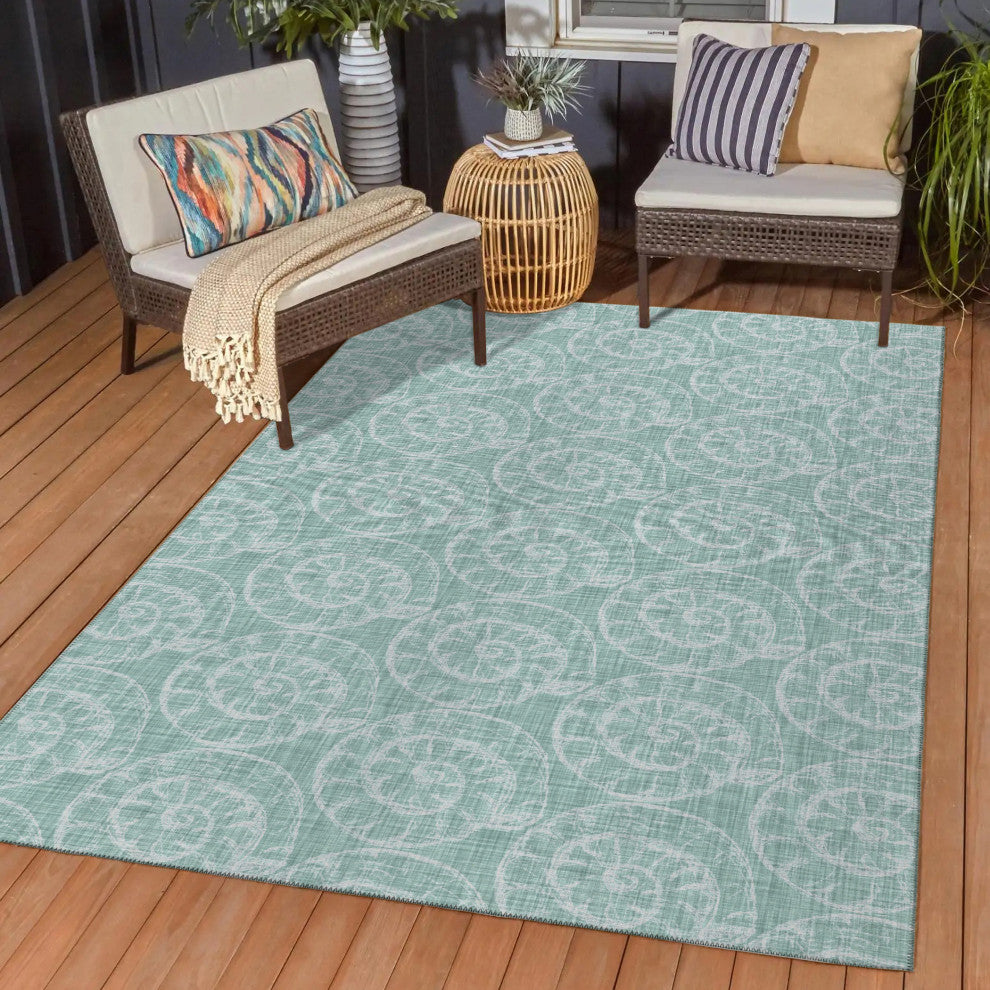 Indoor/Outdoor Seabreeze SZ11 Sage Machine Washable 8' x 10' Rug