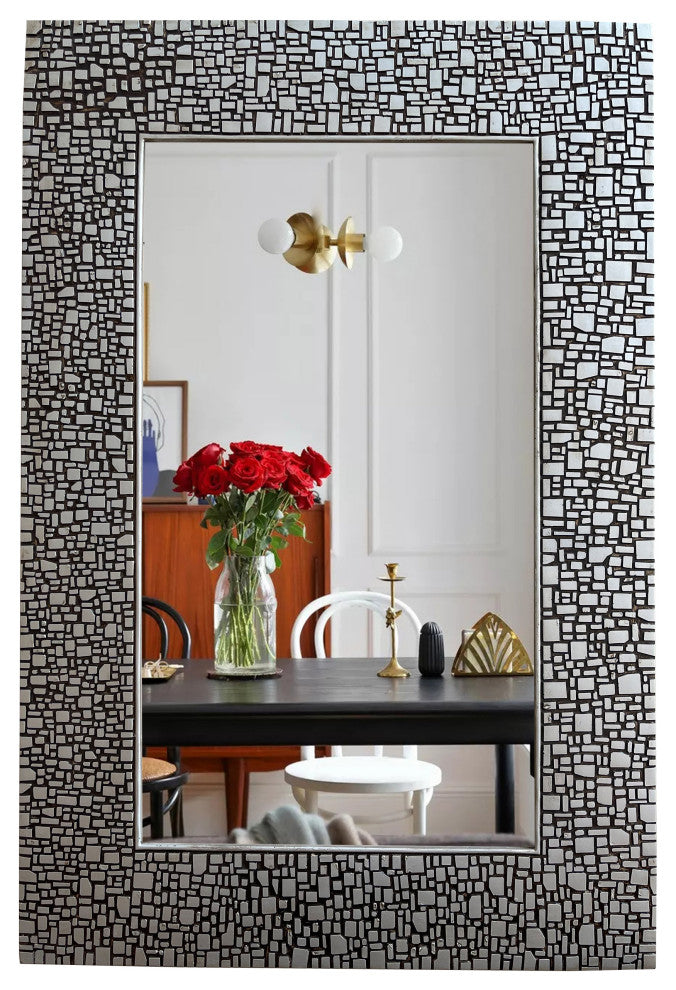 Chloe'S Reflection Contemporary-Style Rectangle Antique Silver Finish 36"