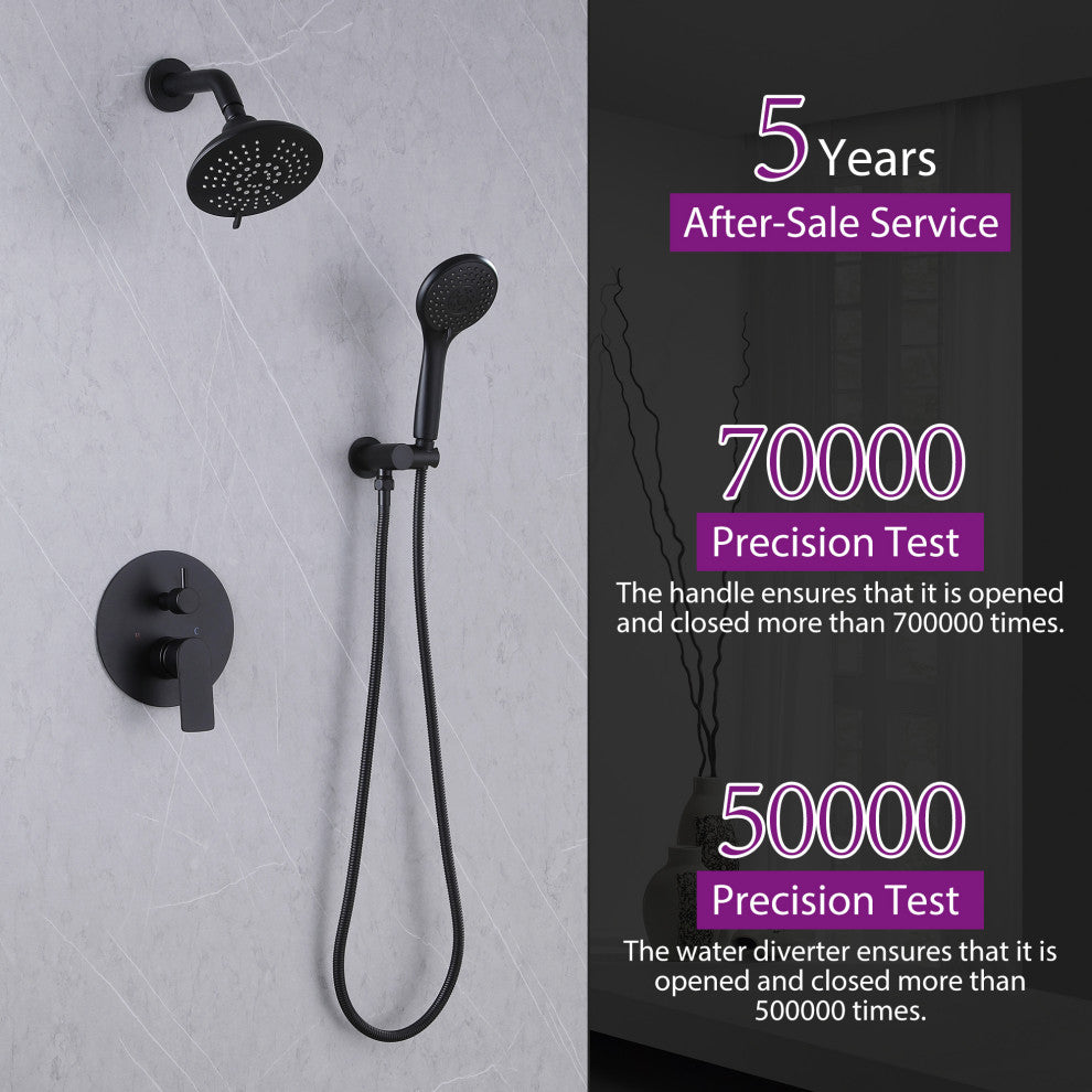 Pressure Balanced Shower Faucet with 3-Setting Handheld Shower, Matte Black