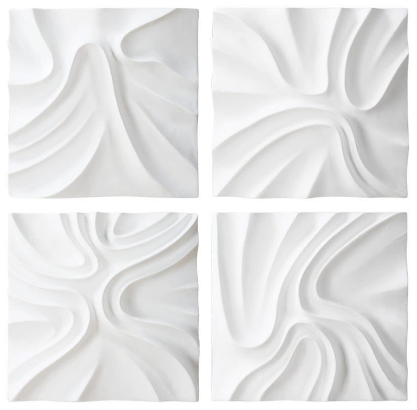 Uttermost Snowdrift Scultped White Wall Decor, Set of 4