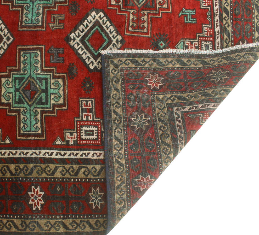 Vintage Distressed Bryant Red/Charcoal Rug, 3'8x6'7
