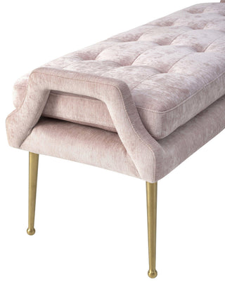 TOV Furniture Eileen Slub Velvet Blush Bench