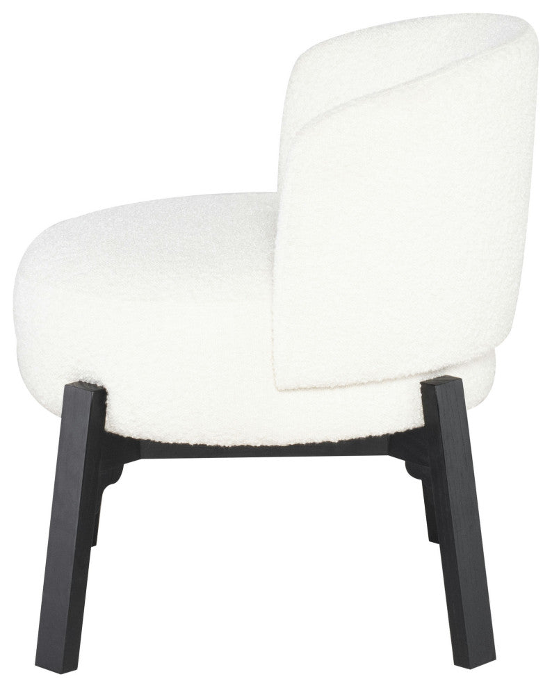 Adelaide Upholstered Dining Chair With Black Legs, Buttermilk Boucle