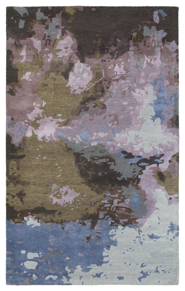 Galen Organic Abstract Blue/ Purple Area Rug, 3'6"x5'6"