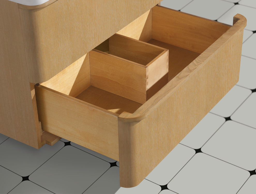 Lucas Bathroom Vanity, Washed Oak, 30", Single Sink, Floating