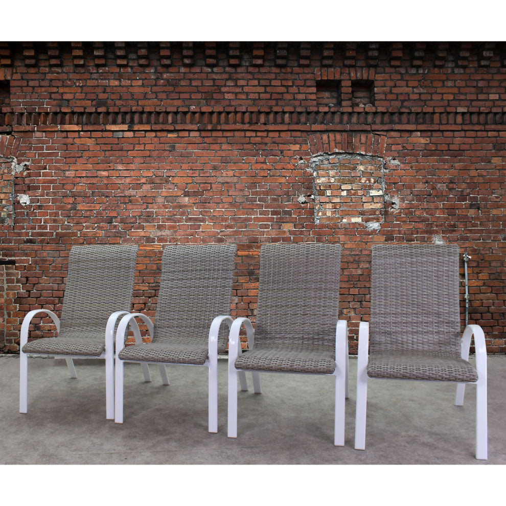 Courtyard Casual Santa Fe Wicker Chairs, Set of 4, White