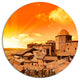 Wonderful Italy Tuscany Hill At Dawn, Cityscape Disc Metal Artwork, 23"