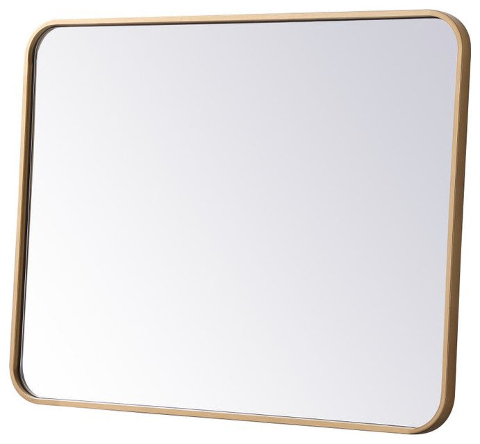Elegant Decor MR802432BR Soft Corner Metal Rectangular Mirror, 24"x32"