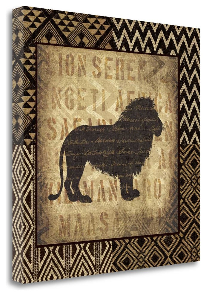 "African Wild Lion Border" By Wild Apple Portfolio, Gallery Wrap Canvas