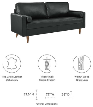 Valour Leather Sofa, Black