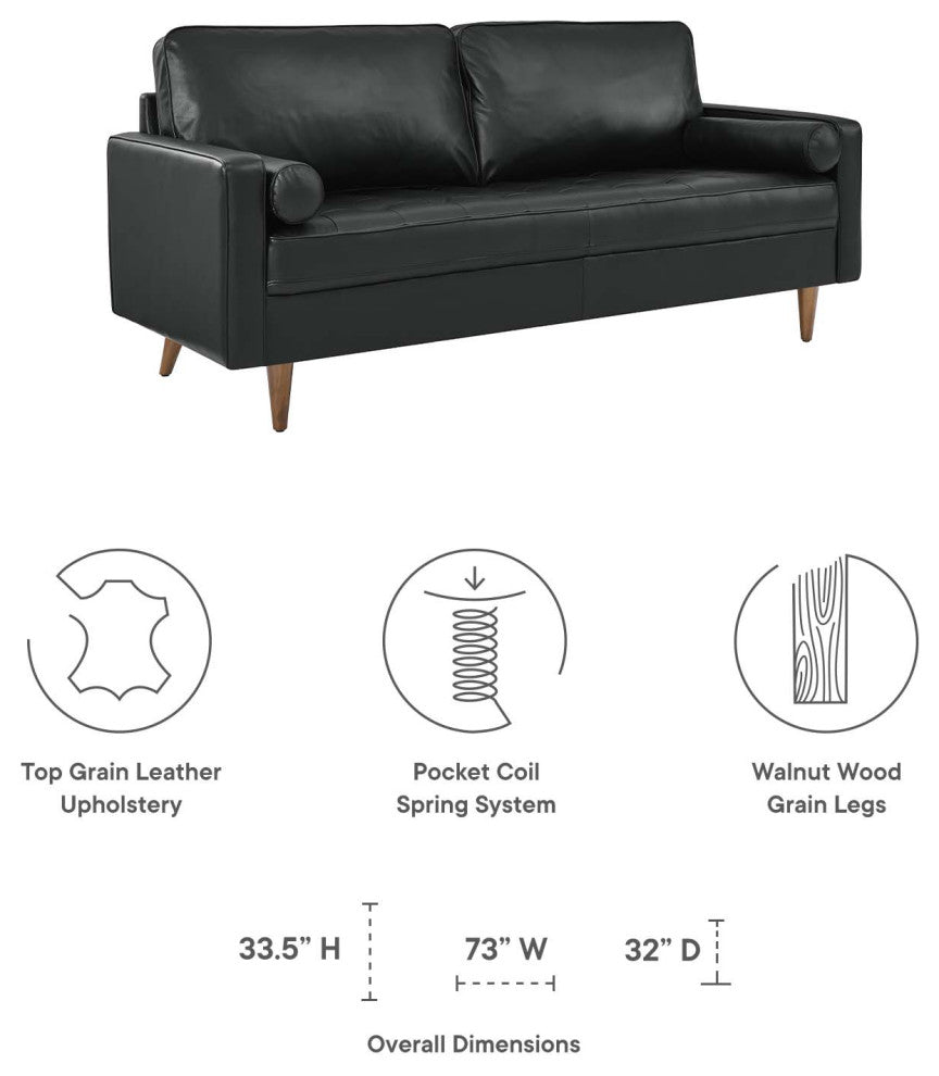 Valour Leather Sofa, Black