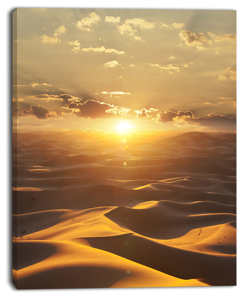 Evening Sahara Desert with Sunlight, Oversized Landscape Canvas Art, 30"x40"