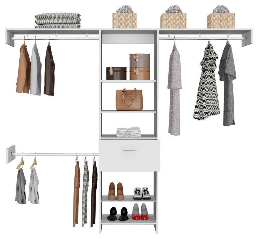 250 Closet System British, Bedroom, White