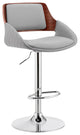 Gray Faux Leather Adjustable Chrome Swivel Bar Stool